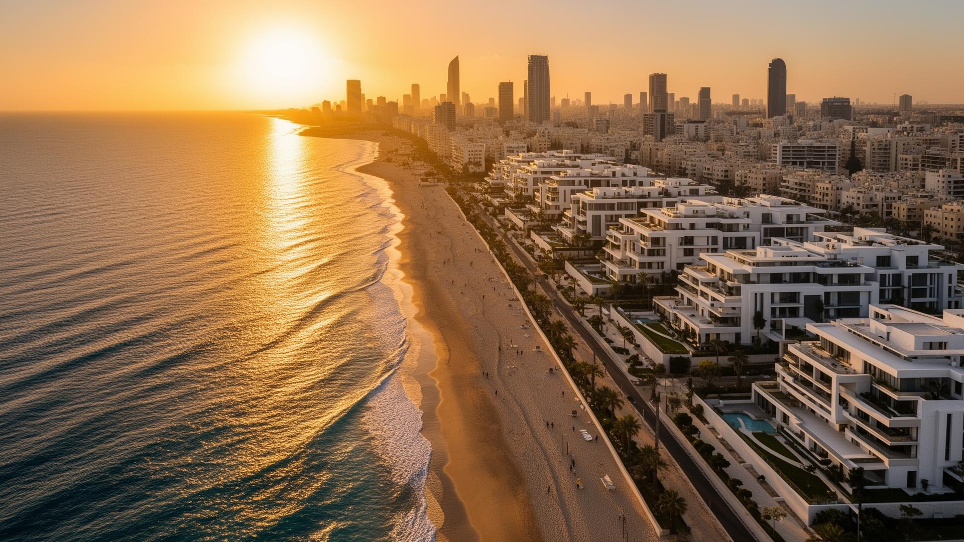 Israel coastline at golden hour